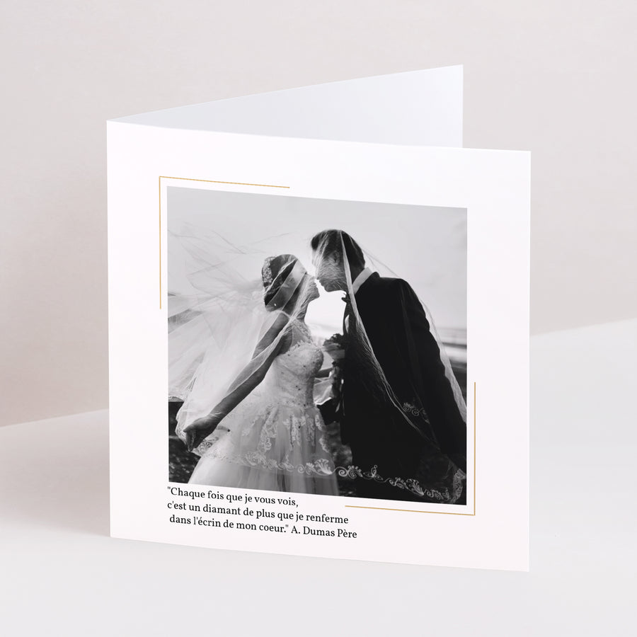 Invitations Anniversaire de mariage Carré double volet Noces diamant - 60 ans photo