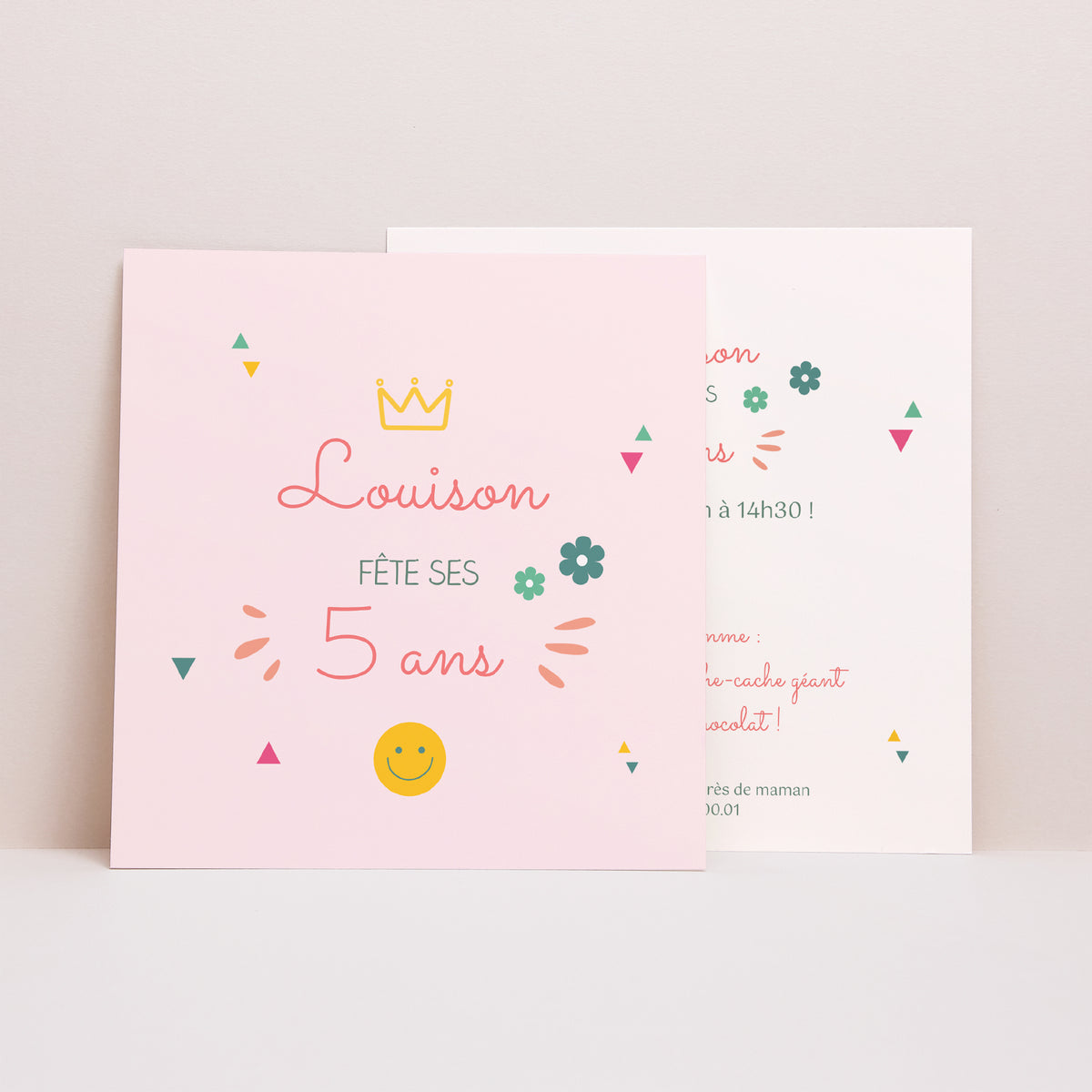 Invitations Anniversaire Enfant Carré Princesse Girly photo