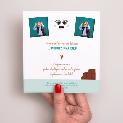 Invitations Anniversaire Enfant Carré Chocolat Show photo N° 3