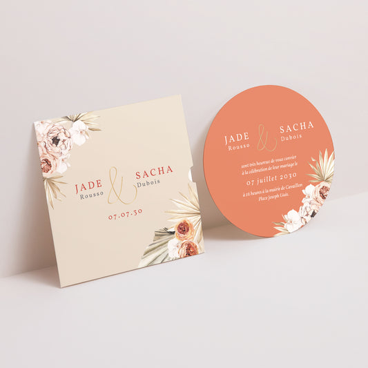 Faire-part Mariage Pochette disque Carré Bohème photo