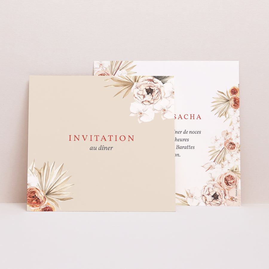 Invitations Mariage Carré Carré Bohème photo