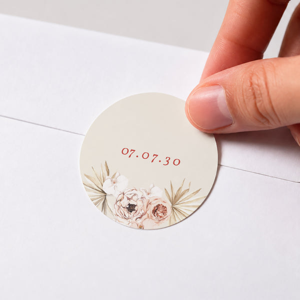 Sticker Mariage Rond Carré Bohème photo