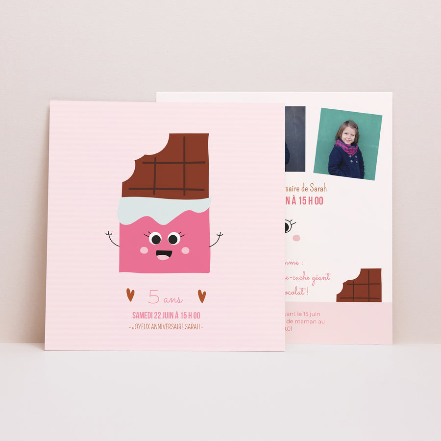 Invitations Anniversaire Enfant Carré Chocolatée ! photo