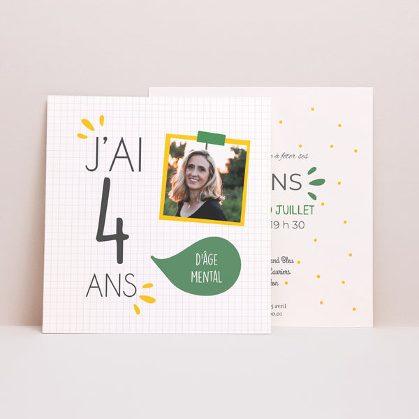Invitations Anniversaire Adulte Carré J'ai 4 ans photo
