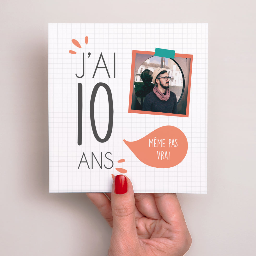 Invitations Anniversaire Adulte Carré J'ai 10 ans photo N° 2