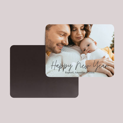 Carte de voeux Fin d'année Lot de 8, magnétique, paysage, rectangle coins arrondis Happy new Year II photo N° 2