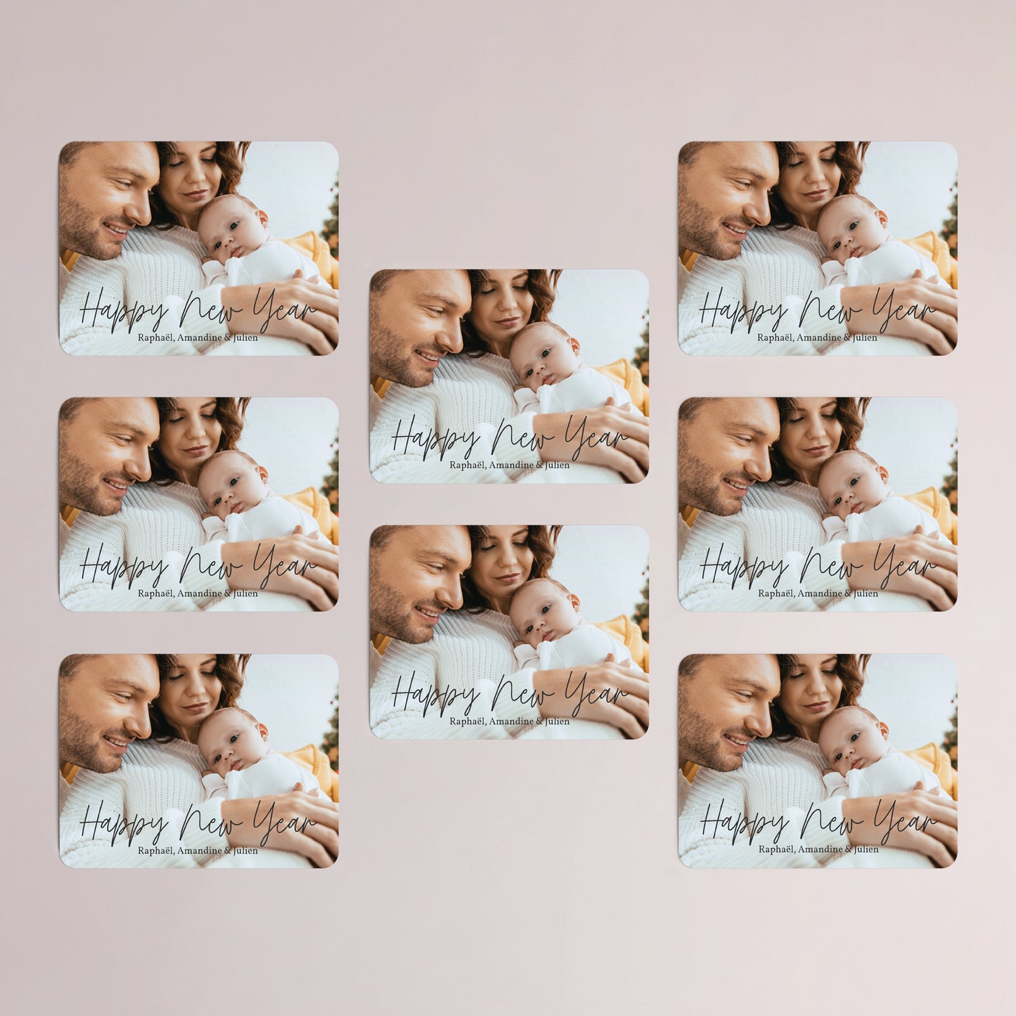 Carte de voeux Fin d'année Lot de 8, magnétique, paysage, rectangle coins arrondis Happy new Year II photo N° 3