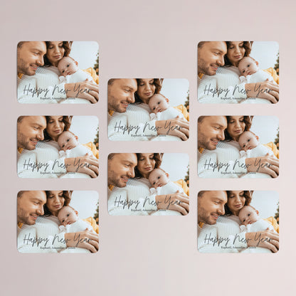 Carte de voeux Fin d'année Lot de 8, magnétique, paysage, rectangle coins arrondis Happy new Year II photo N° 3