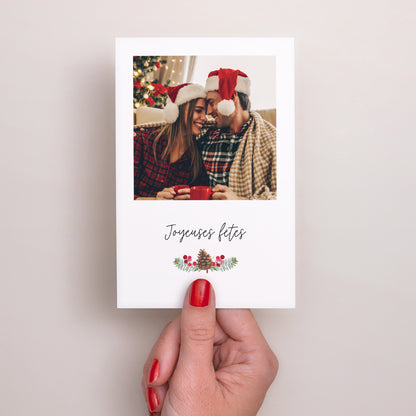 Carte de Noel Fin d'année Portrait Joyeuses fêtes photo et forêt photo N° 2