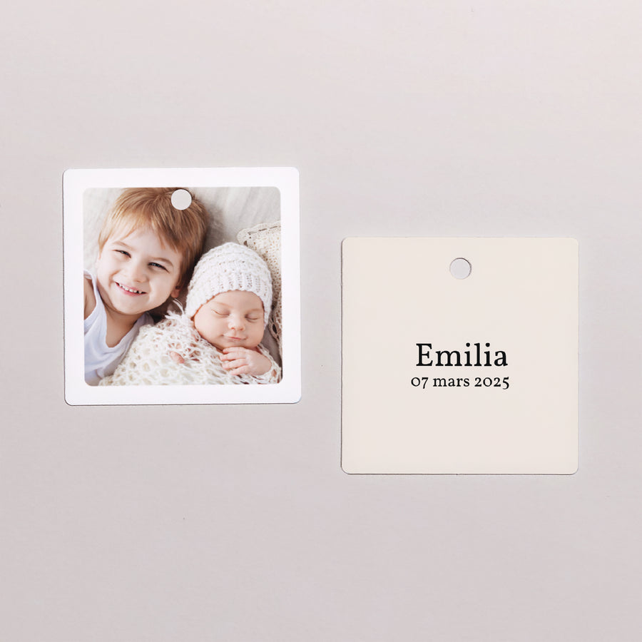 Etiquette perforée Naissance Carrée Multi photo Carré photo