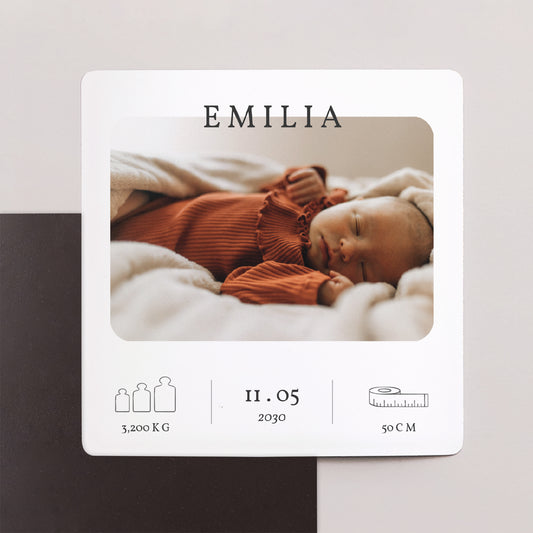 Faire-part Naissance Lot de 9, magnétique Multi photo Carré photo