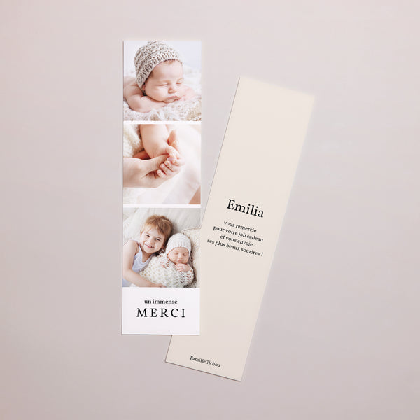 Remerciements Naissance Marque-page Multi photo Carré photo