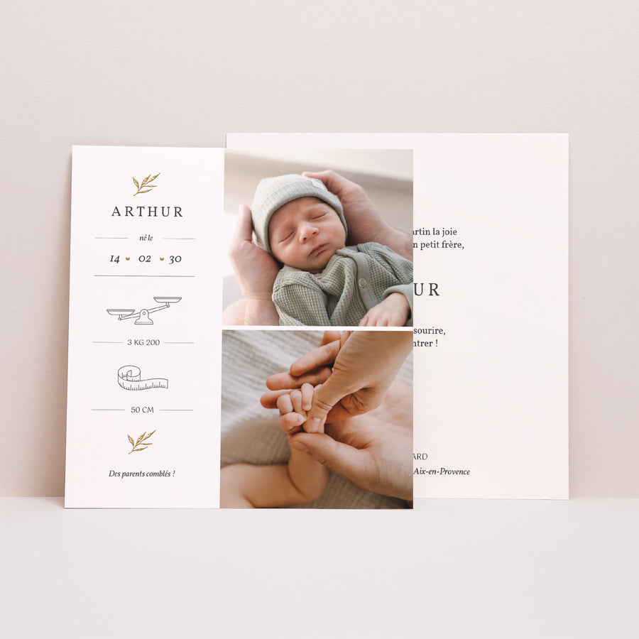 Faire-part Naissance Carré Jeune Pousse photo