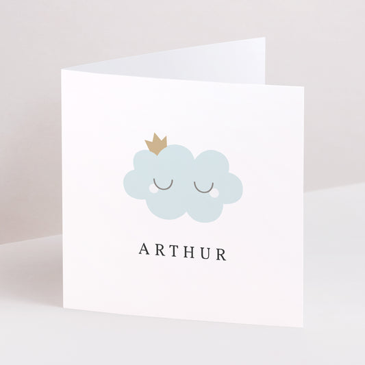 Faire-part Naissance Carré double volet Little cloud blue photo