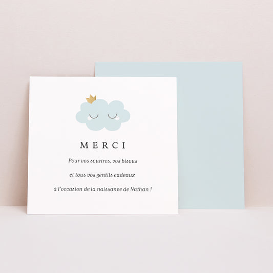 Remerciements Naissance Carré Little cloud blue photo