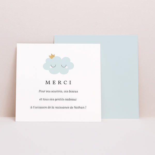 Remerciements Naissance Carré Little cloud blue photo