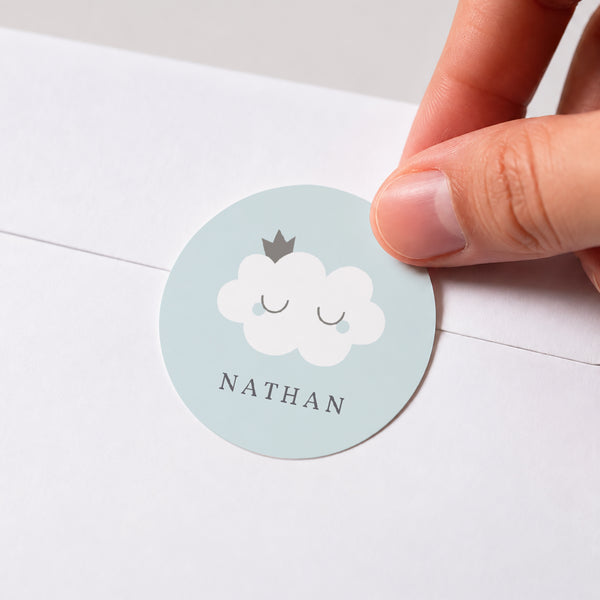 Sticker Naissance Rond Little cloud blue photo