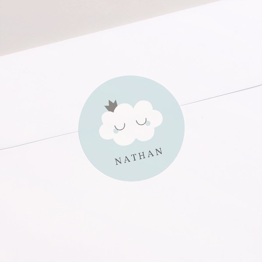 Sticker Naissance Rond Little cloud blue photo