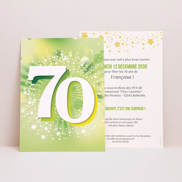 Invitations Anniversaire Adulte Portrait 70 ans, Festive, Vernis photo
