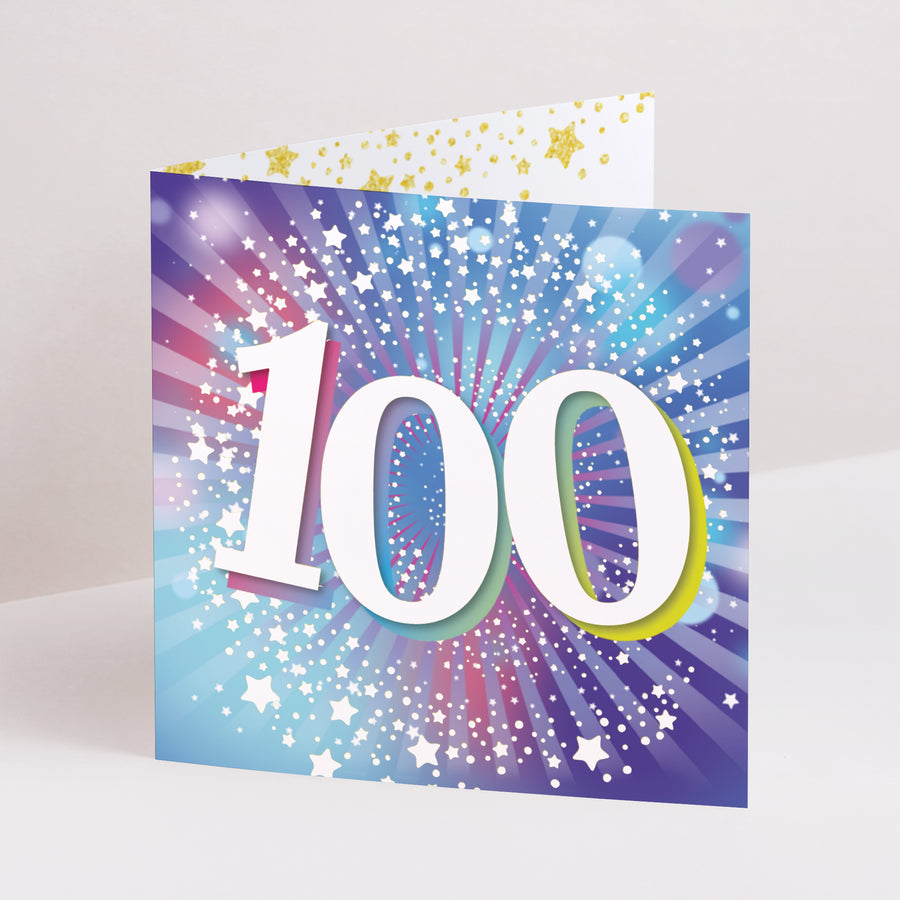 Invitations Anniversaire Adulte Carré double volet 100 ans, Festive, Vernis photo