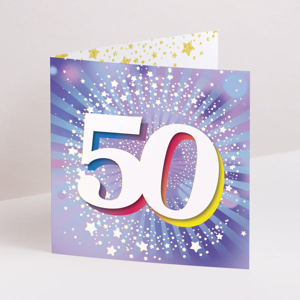 Invitations Anniversaire Adulte Carré double volet 50 ans, Festive, Vernis photo