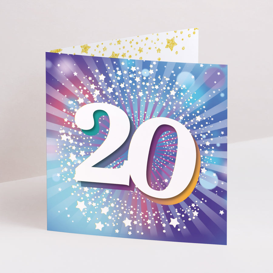Invitations Anniversaire Adulte Carré double volet 20 ans, Festive, Vernis photo