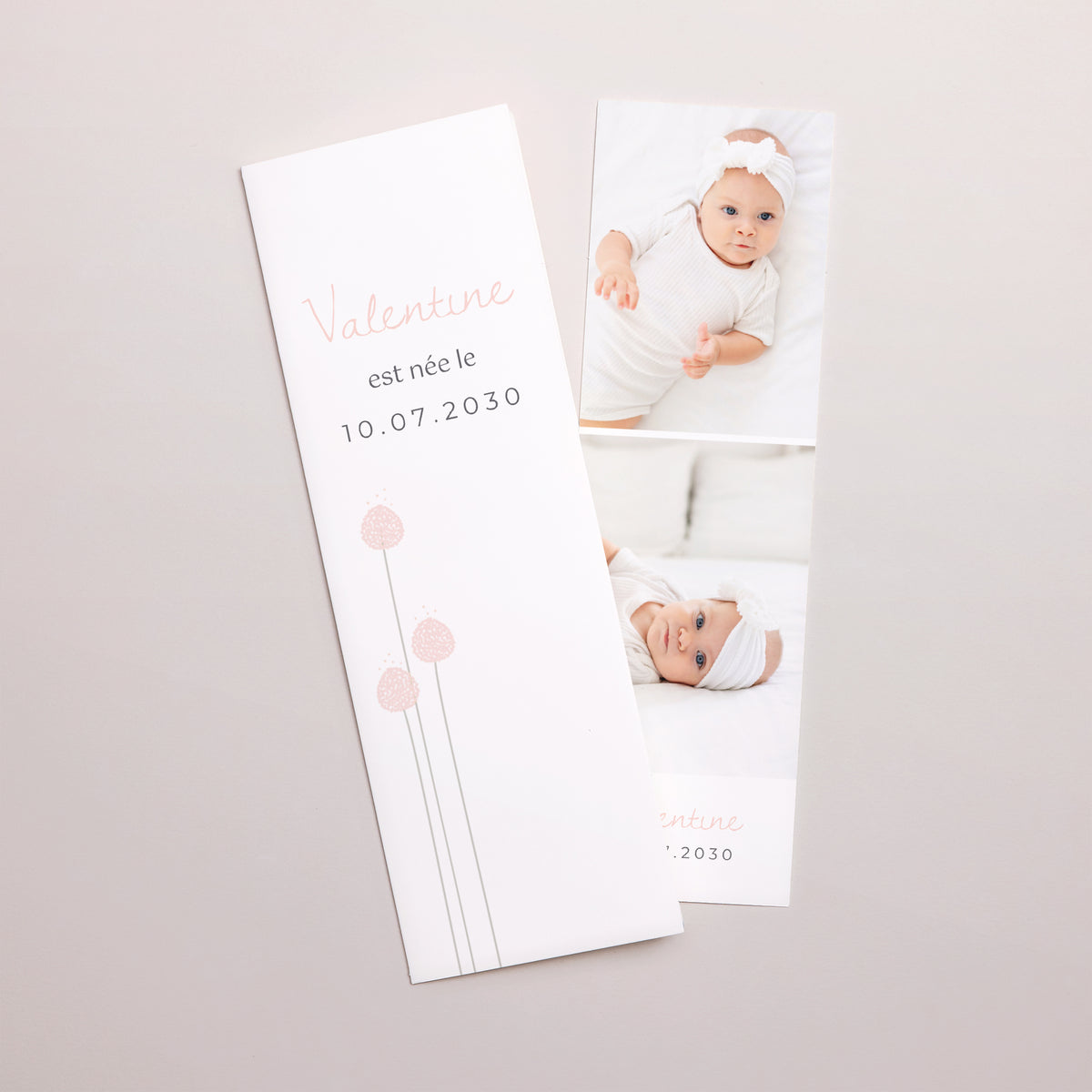 Faire-part Naissance Marque-page photo Boutons d'une Rose photo N° 1