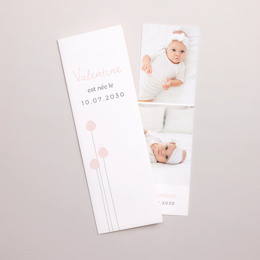 Faire-part Naissance Marque-page photo Boutons d'une Rose photo