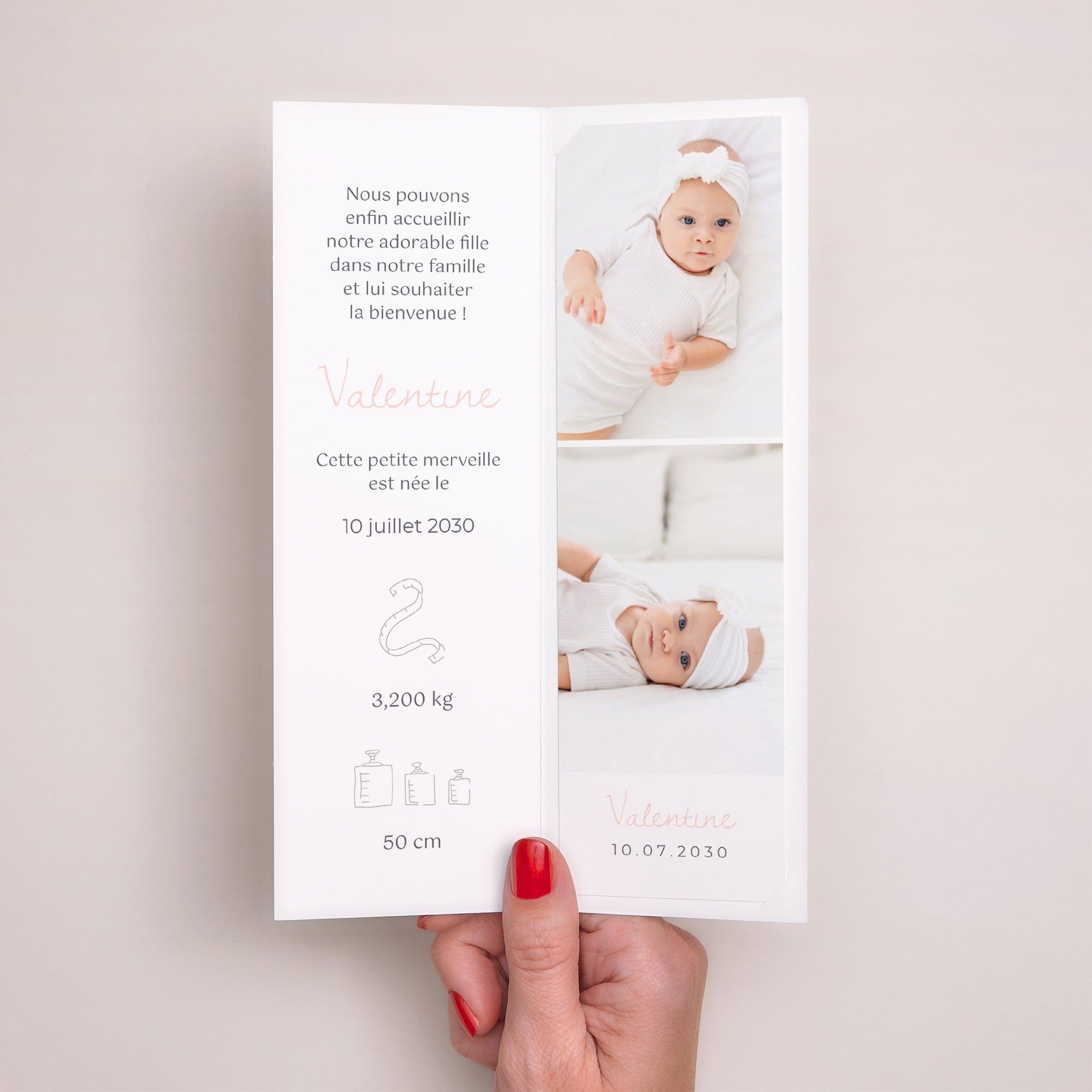 Faire-part Naissance Marque-page photo Boutons d'une Rose photo N° 2