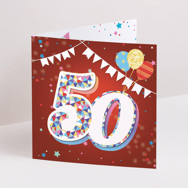 Invitations Anniversaire Adulte Carré double volet 50 ans, Cirque, Vernis photo