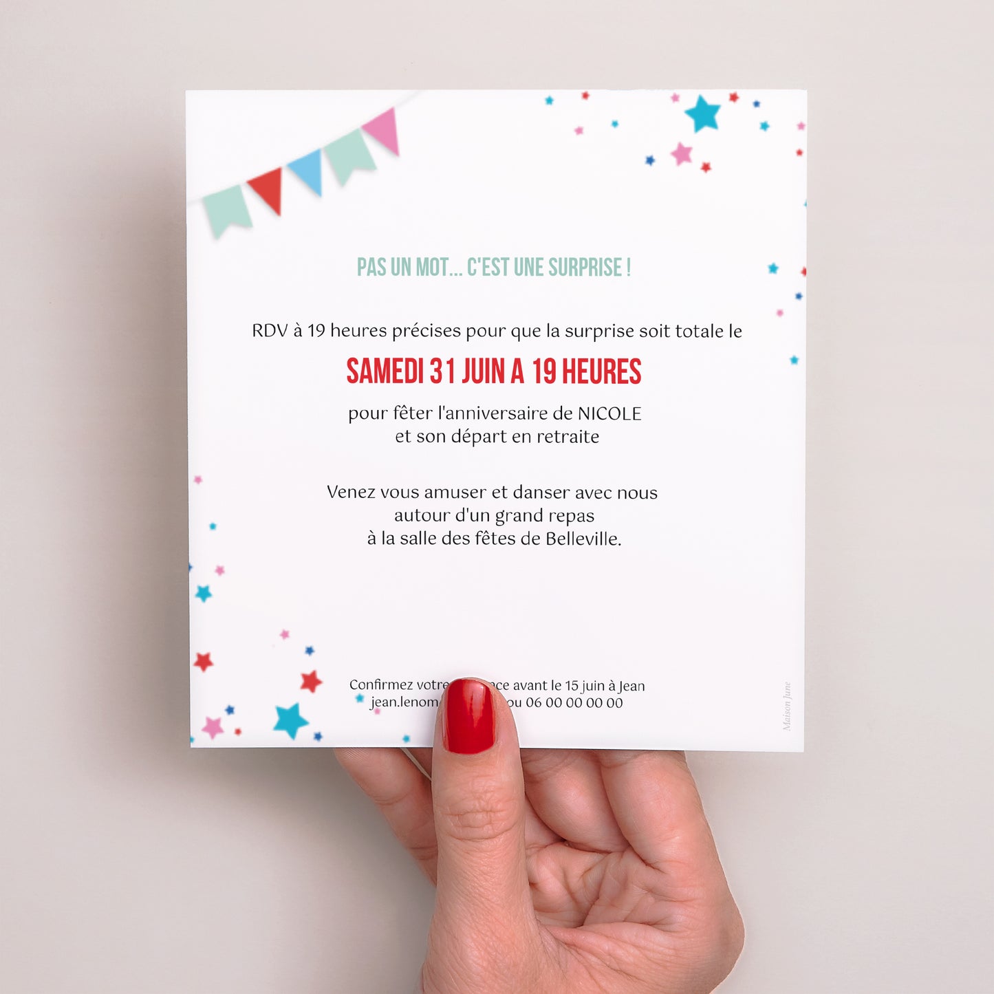 Invitations Anniversaire Adulte Carré 60 ans, Cirque, Vernis photo N° 3