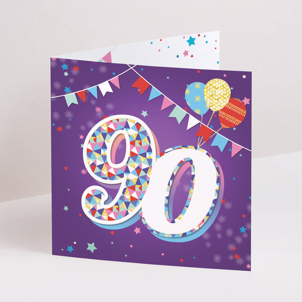 Invitations Anniversaire Adulte Carré double volet 90 ans, Cirque, Vernis photo