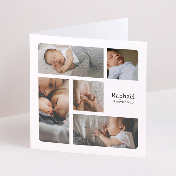 Faire-part Naissance Carré double volet Multi photo photo