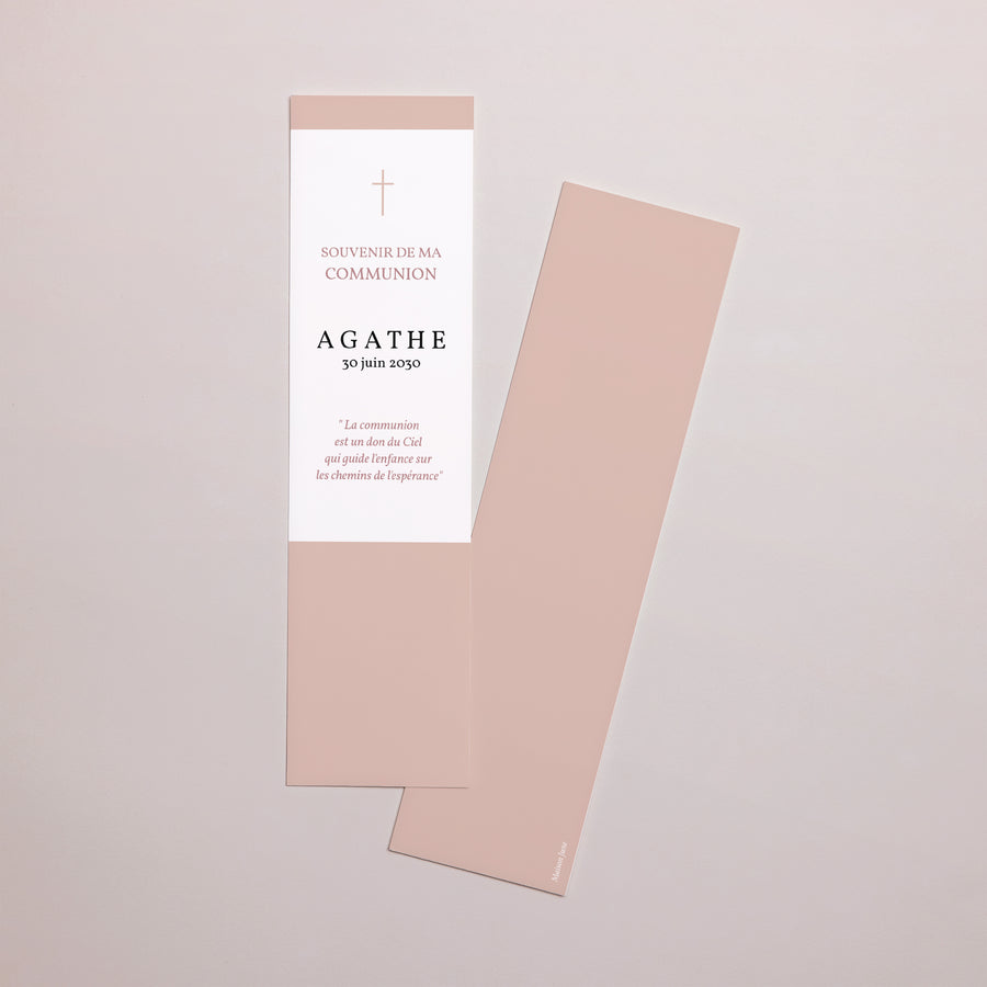 Marque-page Communion Marque-page Oiseau rose et vigne photo
