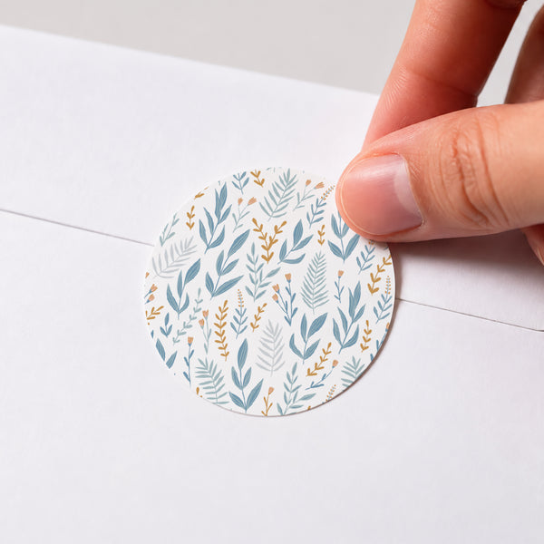 Sticker Communion Rond Colombe et Fleurs bleues photo