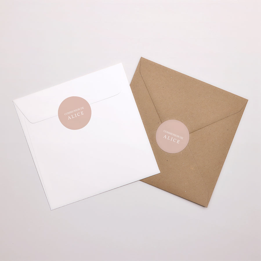 Sticker Communion Rond Oiseaux et Photo, vigne, rose photo