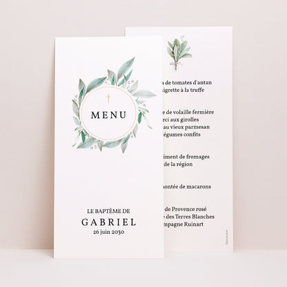 Menu Baptême Panoramique portrait Couronne florale II photo N° 1