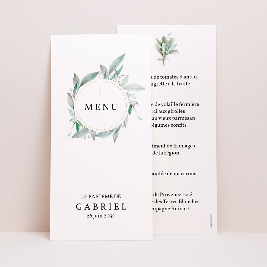 Menu Baptême Panoramique portrait Couronne florale II photo