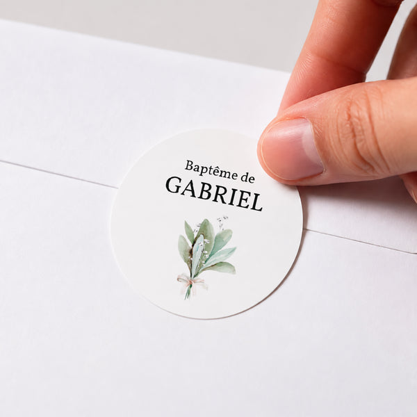 Sticker Baptême Rond Couronne florale II photo