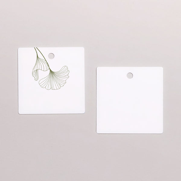 Etiquette perforée Mariage Carrée Ginkgo Biloba, Feuilles d'Or photo