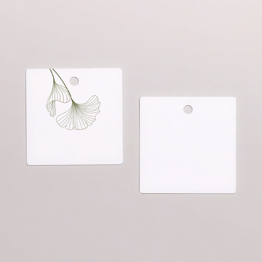 Etiquette perforée Mariage Carrée Ginkgo Biloba, Feuilles d'or photo