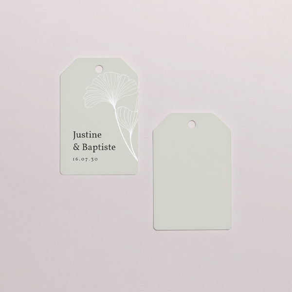 Etiquette perforée Mariage Fanion Ginkgo Biloba, Feuilles d'Or photo