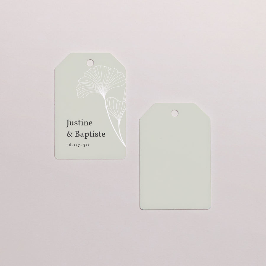 Etiquette perforée Mariage Fanion Ginkgo Biloba, Feuilles d'or photo