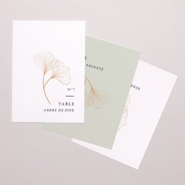Marque table Mariage Rectangle Ginkgo Biloba, Feuilles d'Or photo