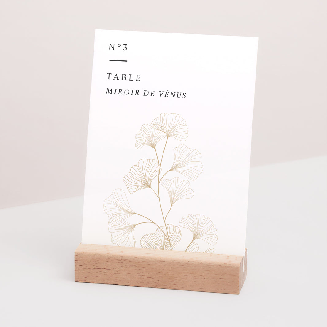 Marque table Mariage Rectangle Ginkgo Biloba, Feuilles d'or photo N° 3