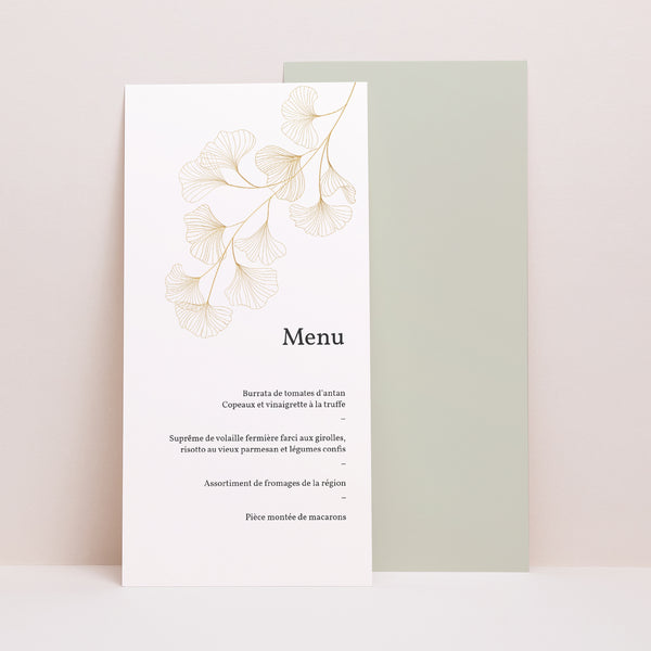 Menu Mariage Panoramique portrait Ginkgo Biloba, Feuilles d'Or photo