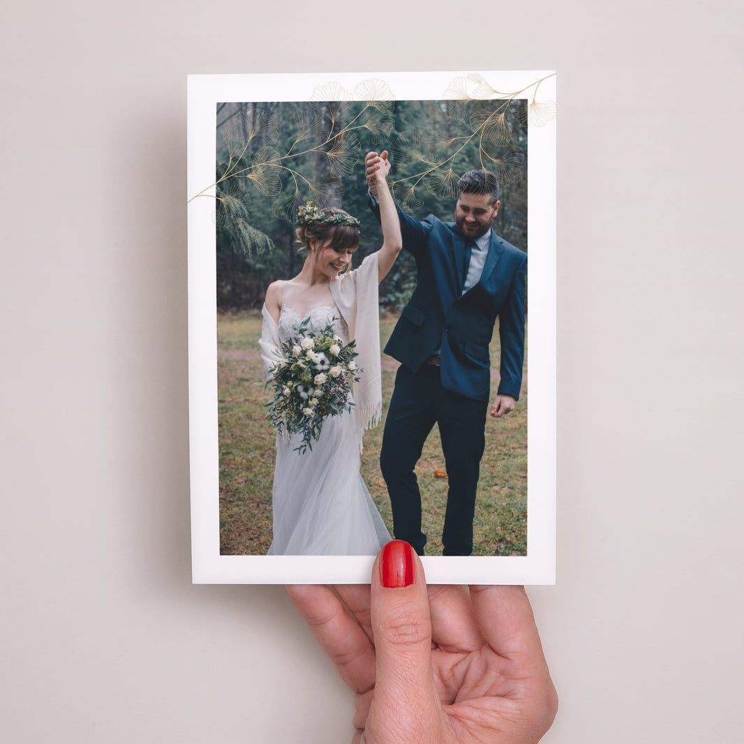 Remerciements Mariage Portrait Ginkgo Biloba, Feuilles d'or photo N° 2