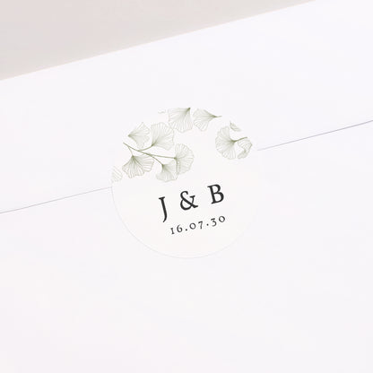 Sticker Mariage Rond Ginkgo Biloba, Feuilles d'Or photo N° 2