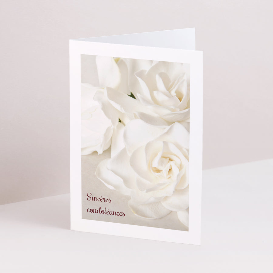 Condoléances Décès Double volet portrait Fleurs Blanches photo