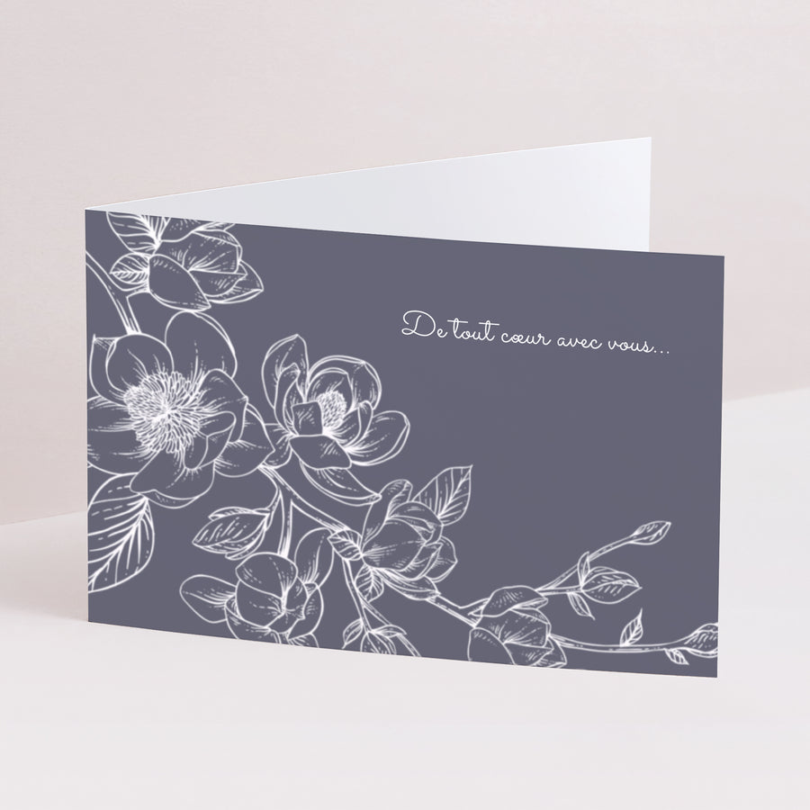 Condoléances Décès Double volet paysage Magnolia Blanc photo